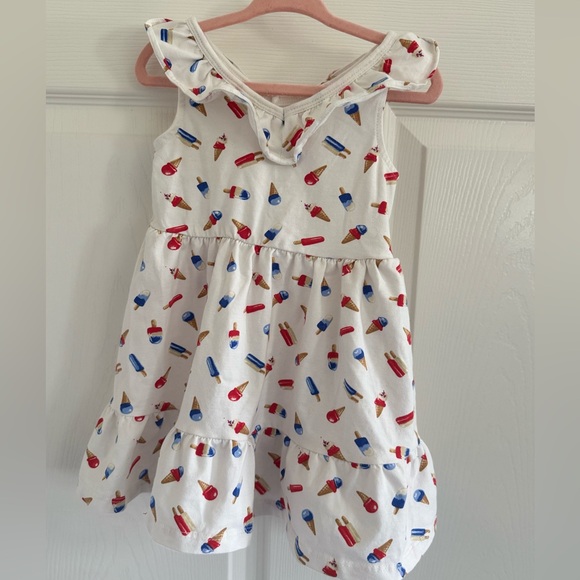 Janie and Jack Ice Cream Print Dress - White with Red and Blue - Picture 1 of 2